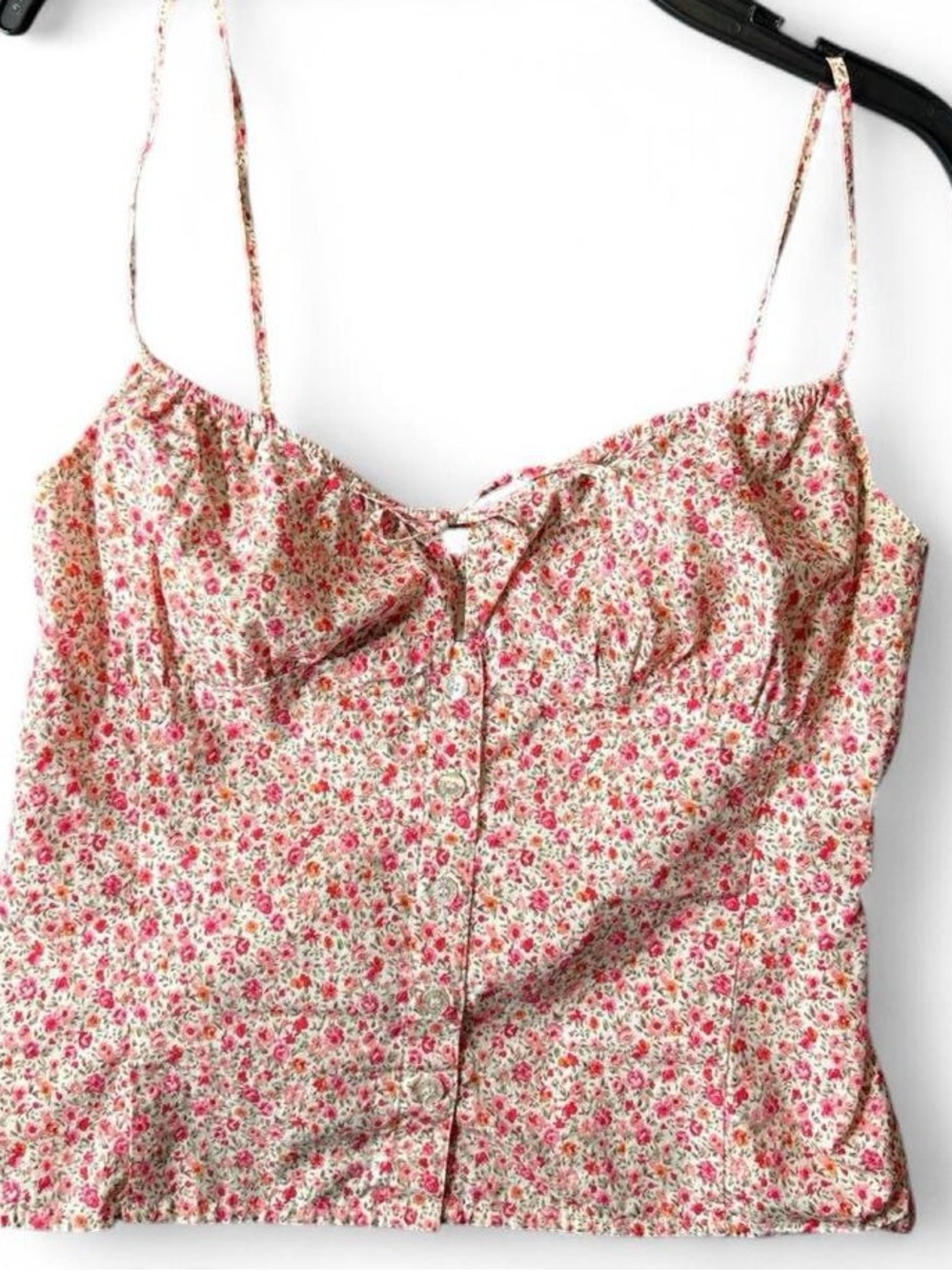 Y2K Guess Floral Print cotton  Spaghetti Strap Cami Top - Pink